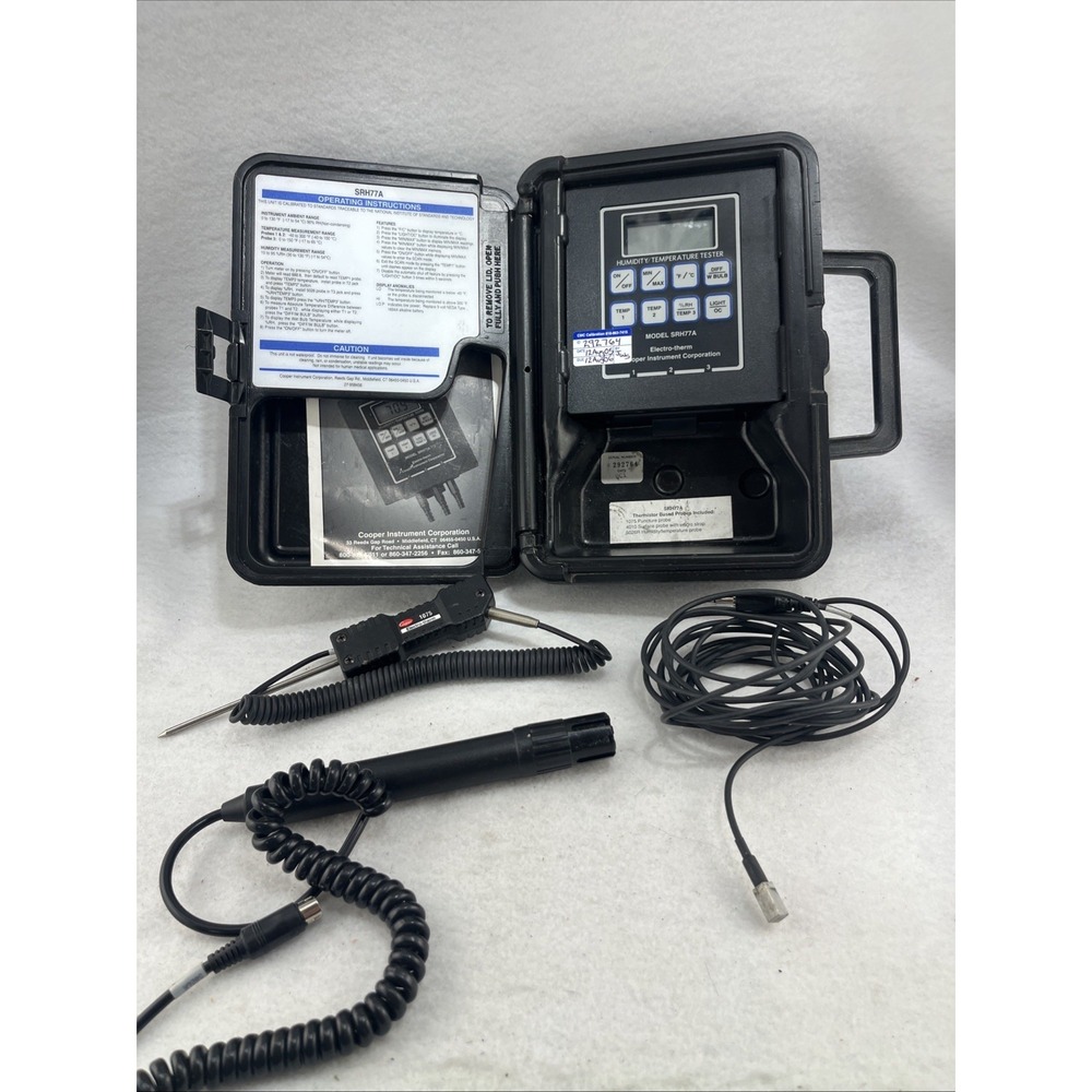 Cooper Temperature/Humidity Digital Instrument SRH77A- Untested - Picture 3 of 8